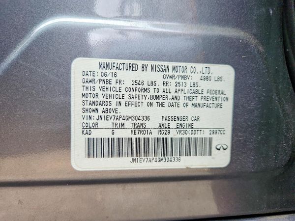 2016 INFINITI Q50 — VINS