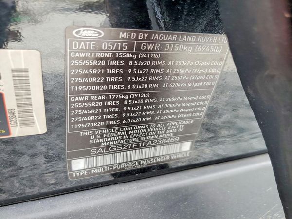 2015 LAND ROVER RANGEROVER Supercharged — VINS