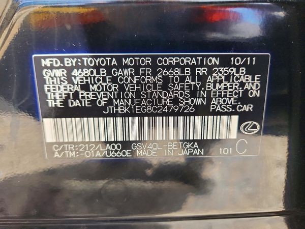 2012 LEXUS ES 350 — VINS