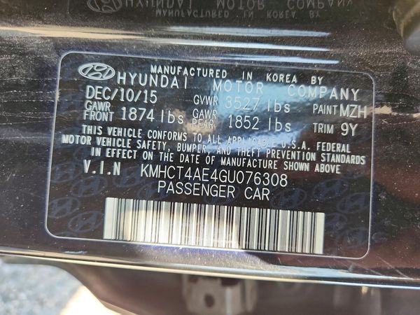 2016 HYUNDAI ACCENT GS / GLS — VINS