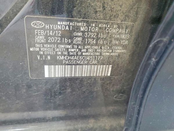 2012 HYUNDAI ELANTRA GLS(Middle grade) — VINS