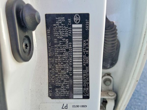2012 TOYOTA CAMRY — VINS