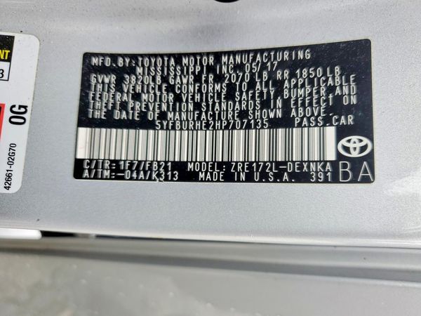 2017 TOYOTA COROLLA — VINS