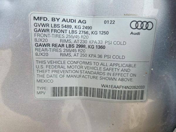 2022 AUDI Q5 — VINS