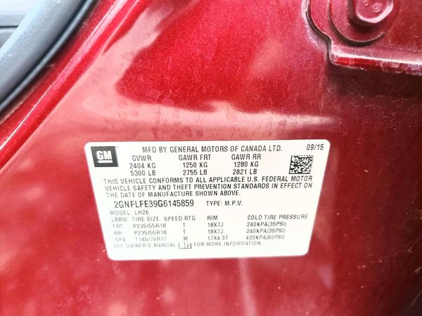 2016 CHEVROLET EQUINOX LT — VINS