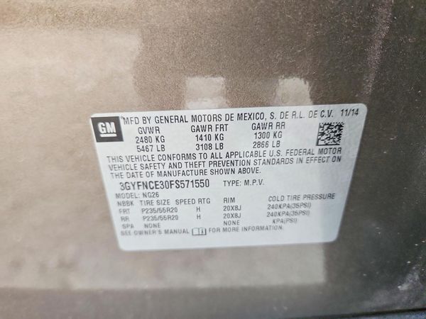 2015 CADILLAC SRX Performance — VINS