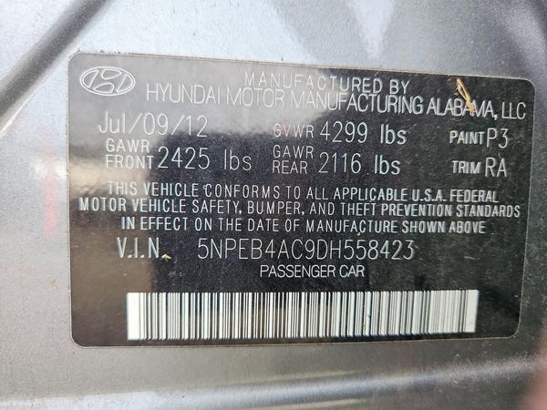 2013 HYUNDAI SONATA GLS/ GLS Popular — VINS