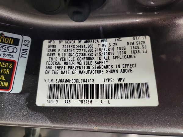 2013 HONDA CRV LX — VINS