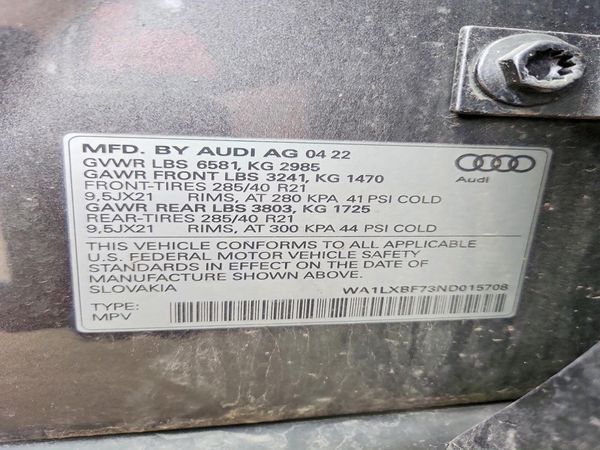 2022 AUDI Q7 quattro Premium Plus — VINS