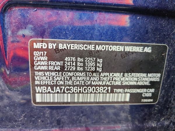 2017 BMW 530 xDrive — VINS