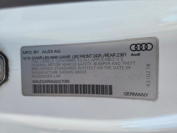 2016 AUDI A5 S Line quattro Premium — VINS