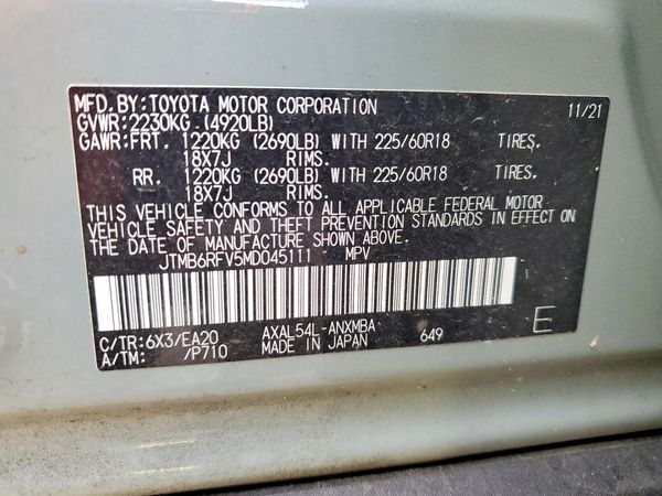 2021 TOYOTA RAV4 XLE Premium HV — VINS