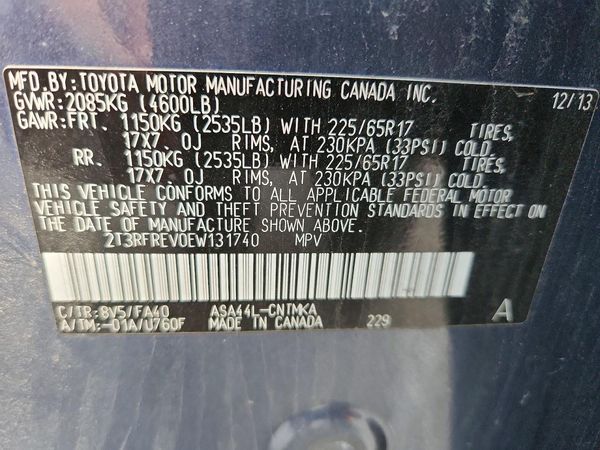 2014 TOYOTA RAV4 Sports — VINS