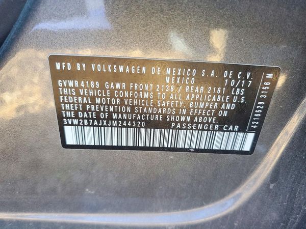 2018 VOLKSWAGEN JETTA S — VINS