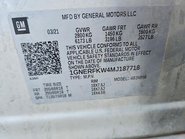2021 CHEVROLET TRAVERSE LS — VINS