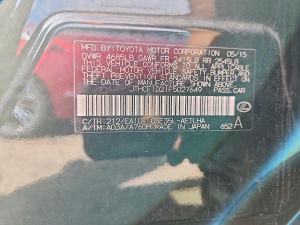 2015 LEXUS IS 250 — VINS