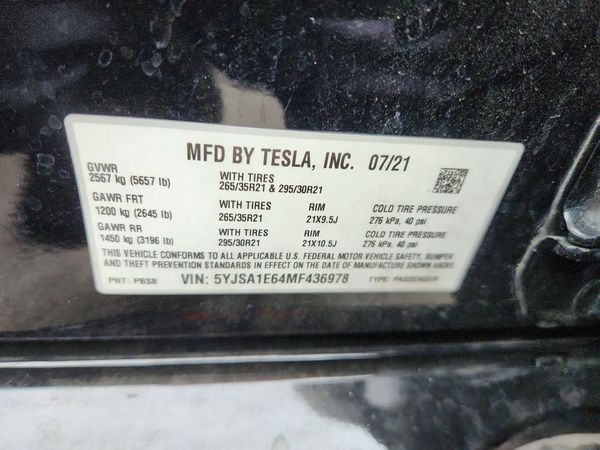 2021 TESLA MODEL S — VINS