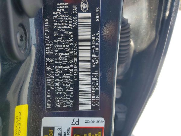 2013 TOYOTA CAMRY SOLA Hybrid — VINS