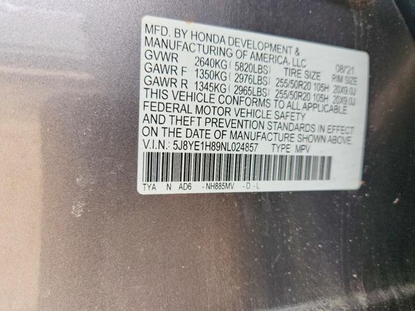 2022 ACURA MDX ADV — VINS