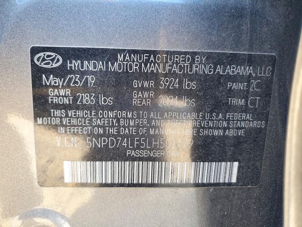 2020 HYUNDAI ELANTRA SE — VINS