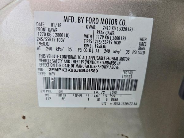 2018 FORD EDGE Titanium — VINS