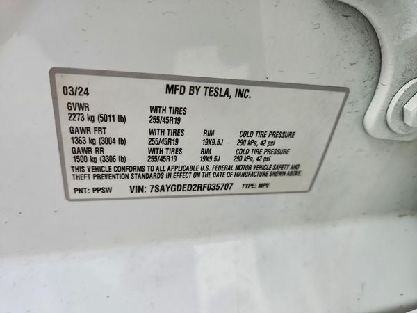 2024 TESLA MODEL Y — VINS