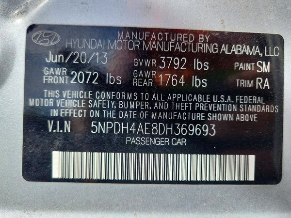 2013 HYUNDAI ELANTRA — VINS