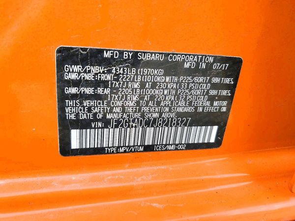 2018 SUBARU CROSSTREK Premium+ES+BSD — VINS