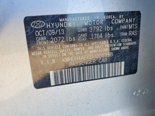 2013 HYUNDAI ELANTRA — VINS
