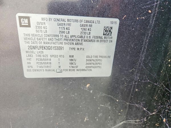 2016 CHEVROLET EQUINOX LT — VINS