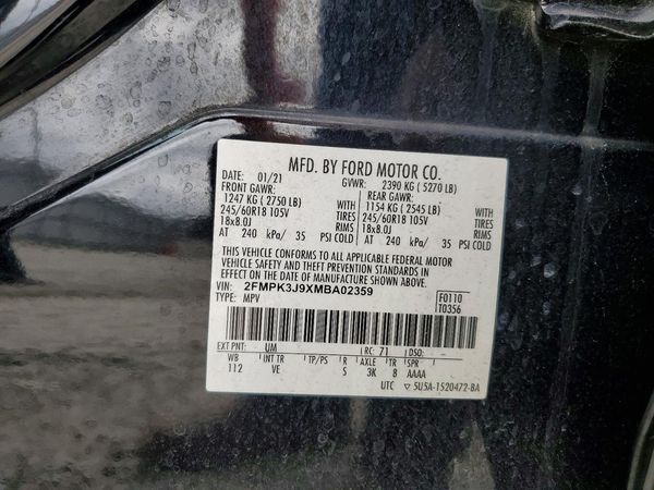2021 FORD EDGE SEL — VINS