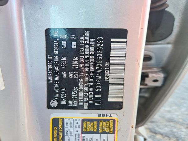 2014 KIA OPTIMA 2.4 LX STD/Conv — VINS
