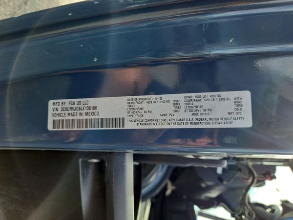 2020 RAM PROMASTER 3500 VF — VINS