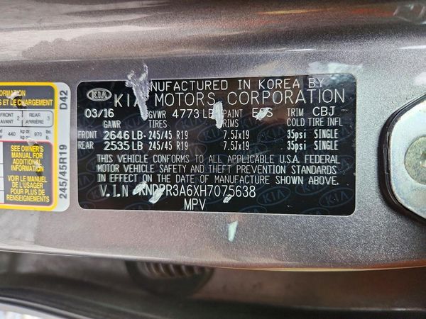 2017 KIA SPORTAGE SX Turbo — VINS