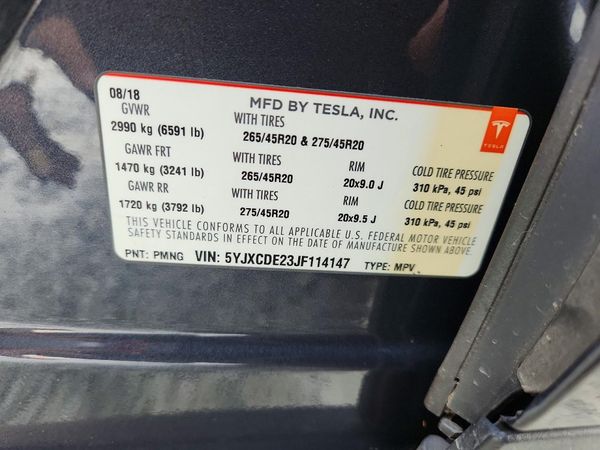 2018 TESLA MODEL X — VINS