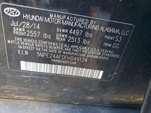 2015 HYUNDAI SONATA SE, ECO — VINS