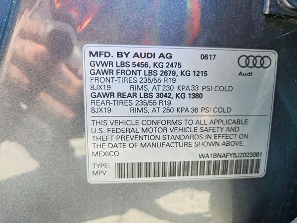 2018 AUDI Q5 quattro Premium Plus — VINS