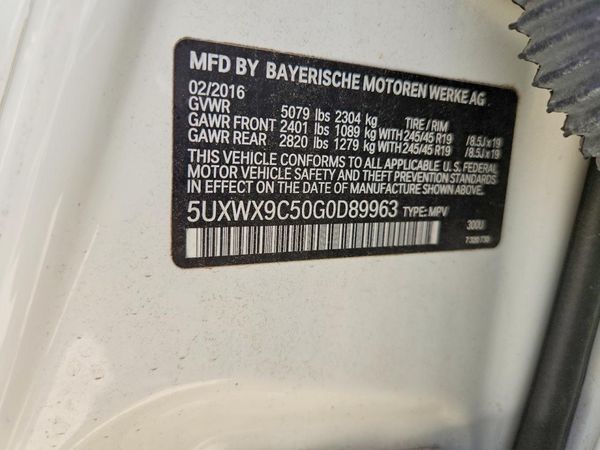 2016 BMW X3 xDrive28i — VINS