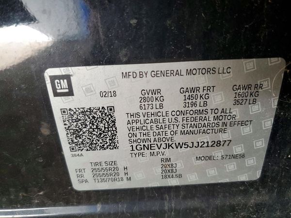 2018 CHEVROLET TRAVERSE Premier — VINS