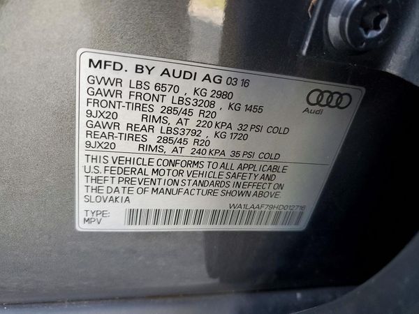 2017 AUDI Q7 quattro Premium Plus — VINS