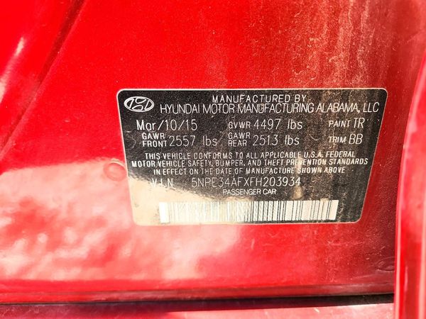 2015 HYUNDAI SONATA — VINS