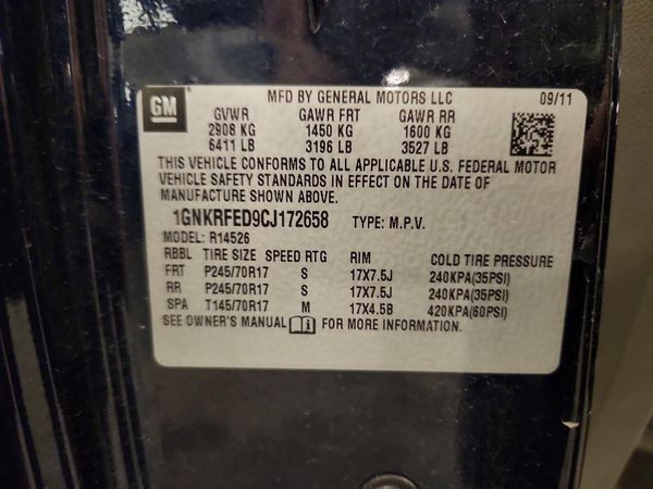 2012 CHEVROLET TRAVERSE LS — VINS