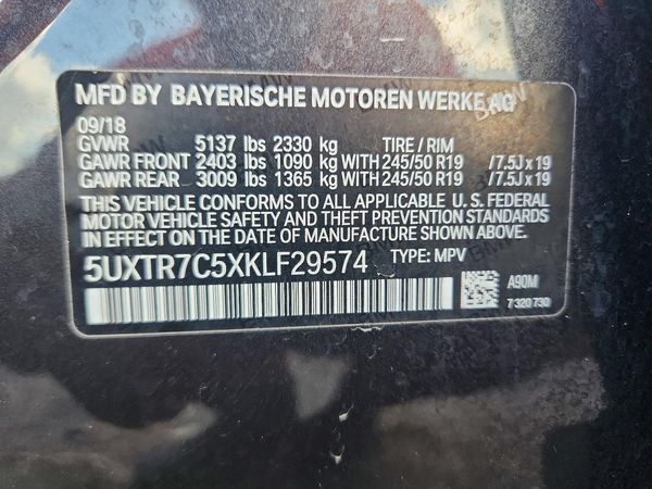 2019 BMW X3 sDrive30i — VINS