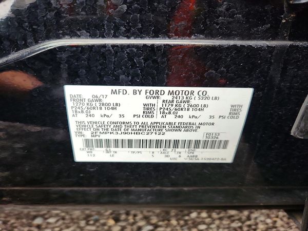 2017 FORD EDGE SEL — VINS
