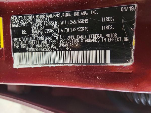 2019 TOYOTA HIGHLANDER Ltd/Ltd Platinum — VINS