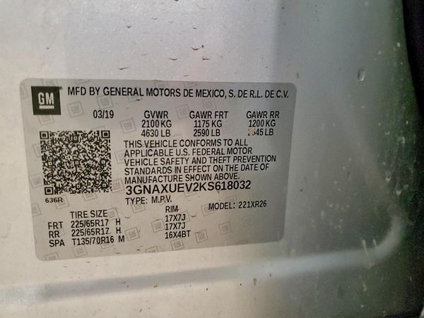 2019 CHEVROLET EQUINOX LT (1LT) — VINS