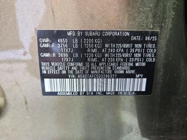 2025 SUBARU OUTBACK Premium — VINS
