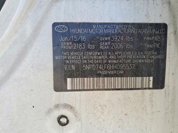 2017 HYUNDAI ELANTRA SE Base — VINS