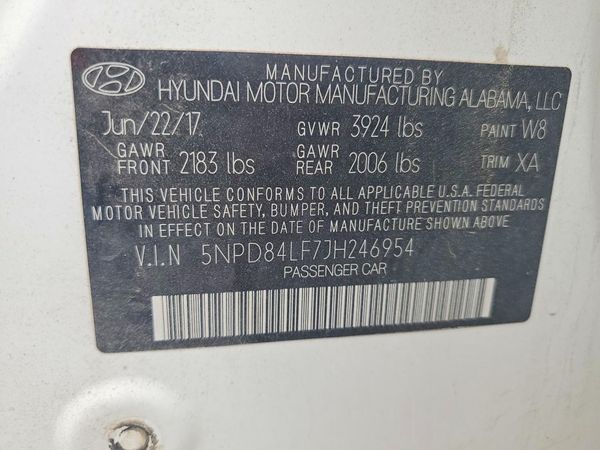 2018 HYUNDAI ELANTRA — VINS