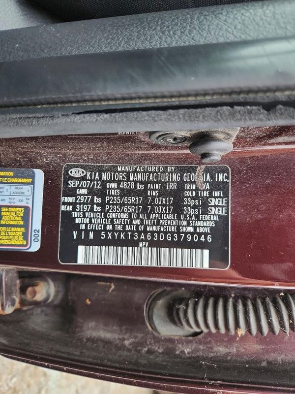 2013 KIA SORENTO Base / LX — VINS